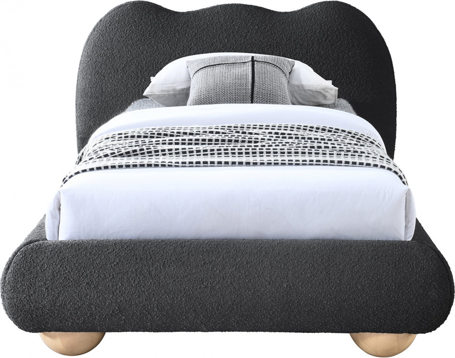 Hyde Boucle Fabric Twin Bed (3 Boxes) Black from Meridian - Luna Furniture