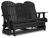 Hyland wave Black Outdoor Glider Loveseat from Ashley - Luna Furniture