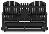 Hyland wave Black Outdoor Glider Loveseat from Ashley - Luna Furniture