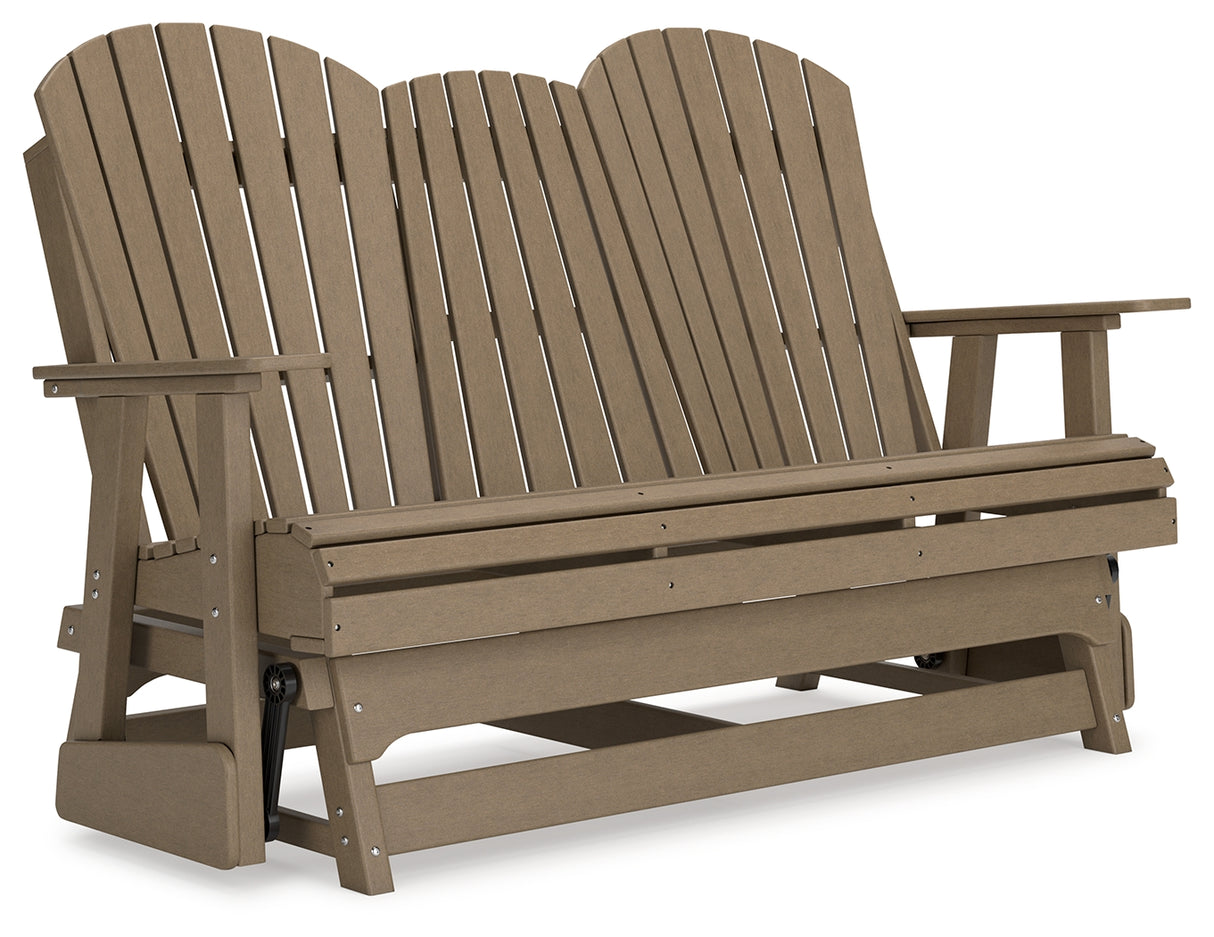 Hyland wave Driftwood Outdoor Glider Loveseat from Ashley - Luna Furniture