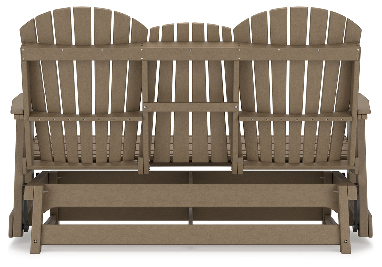 Hyland wave Driftwood Outdoor Glider Loveseat from Ashley - Luna Furniture