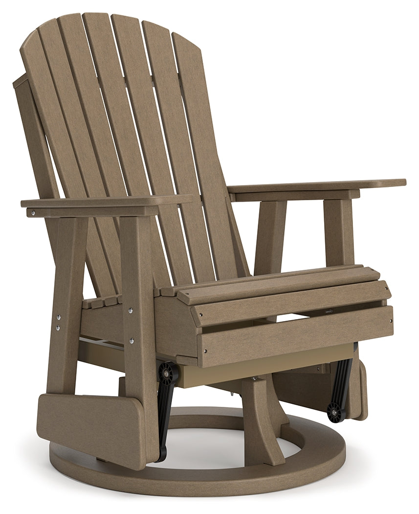 Hyland wave Driftwood Outdoor Swivel Glider Chair from Ashley - Luna Furniture