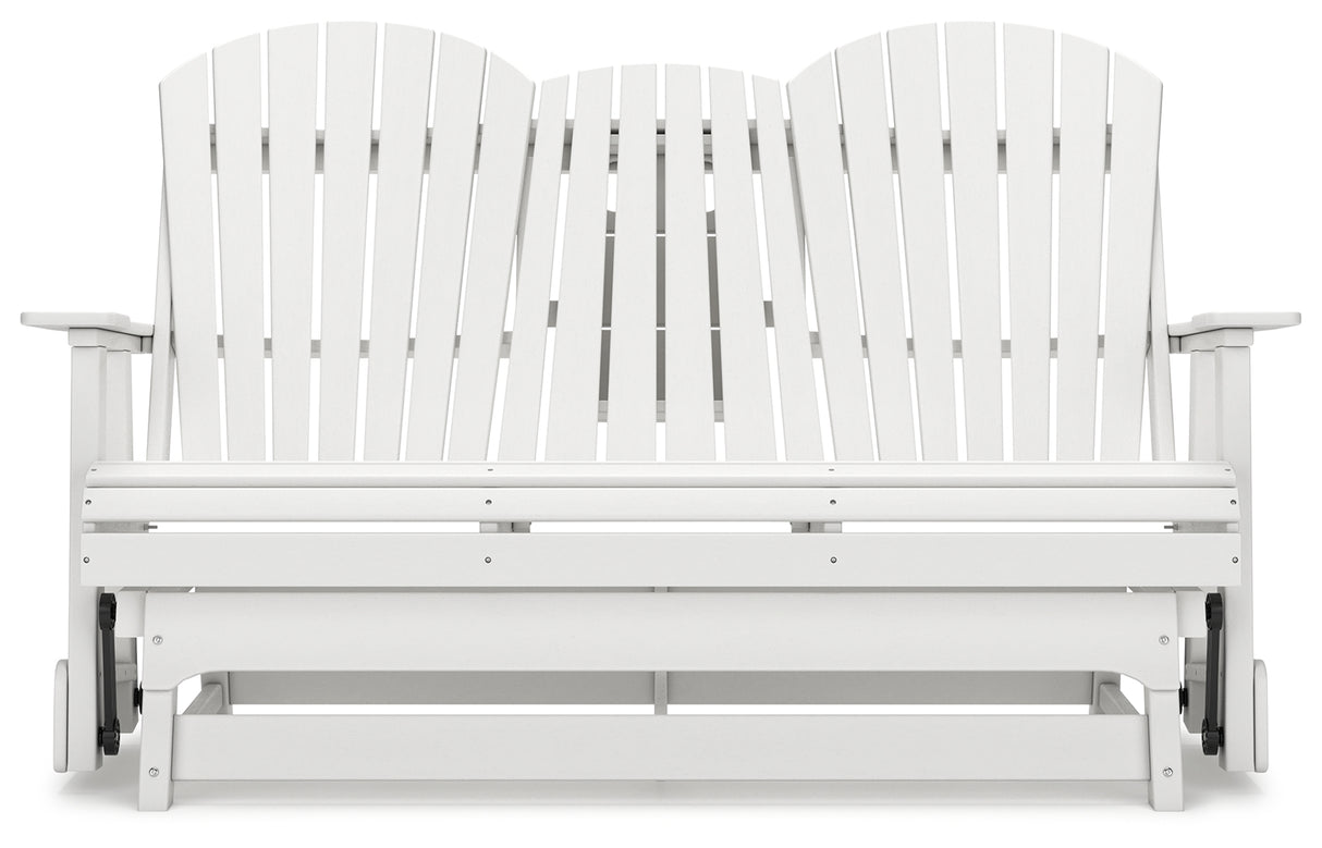 Hyland wave White Outdoor Glider Loveseat from Ashley - Luna Furniture