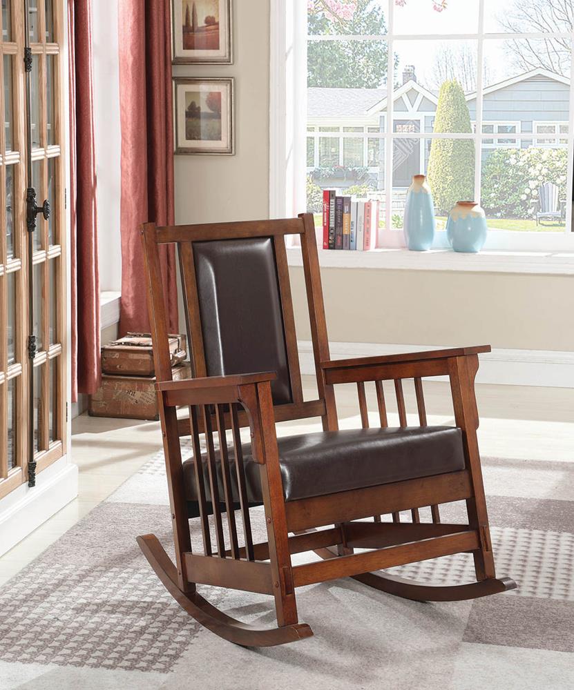 Ida Tobacco/Dark Brown Upholstered Rocking Chair from Coaster - Luna Furniture