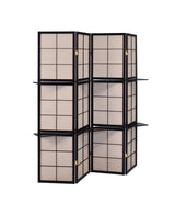 Iggy 4-Panel Folding Screen with Removable Shelves Tan/Cappuccino from Coaster - Luna Furniture