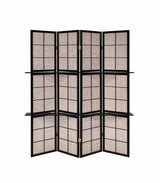 Iggy 4-Panel Folding Screen with Removable Shelves Tan/Cappuccino from Coaster - Luna Furniture