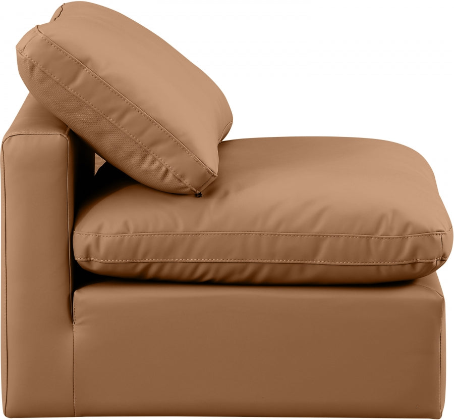 Indulge Faux Leather Living Room Chair Cognac - 146Cognac-Armless - Luna Furniture