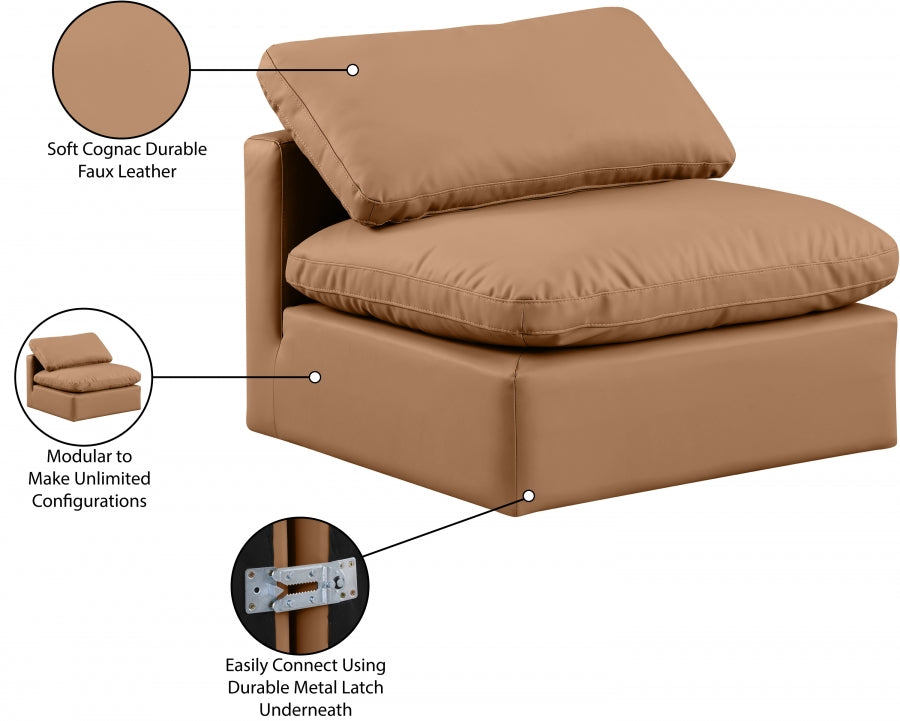 Indulge Faux Leather Living Room Chair Cognac - 146Cognac-Armless - Luna Furniture