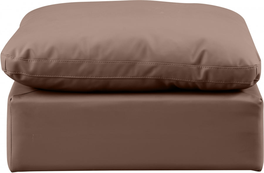 Indulge Faux Leather Ottoman Brown from Meridian - Luna Furniture