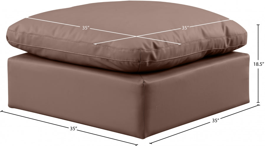 Indulge Faux Leather Ottoman Brown from Meridian - Luna Furniture