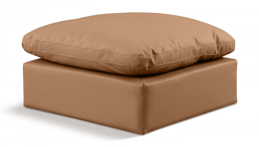 Indulge Faux Leather Ottoman Cognac from Meridian - Luna Furniture