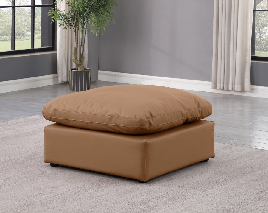 Indulge Faux Leather Ottoman Cognac from Meridian - Luna Furniture