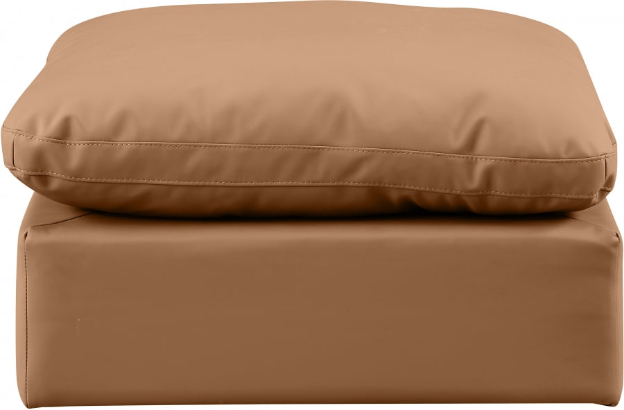 Indulge Faux Leather Ottoman Cognac from Meridian - Luna Furniture