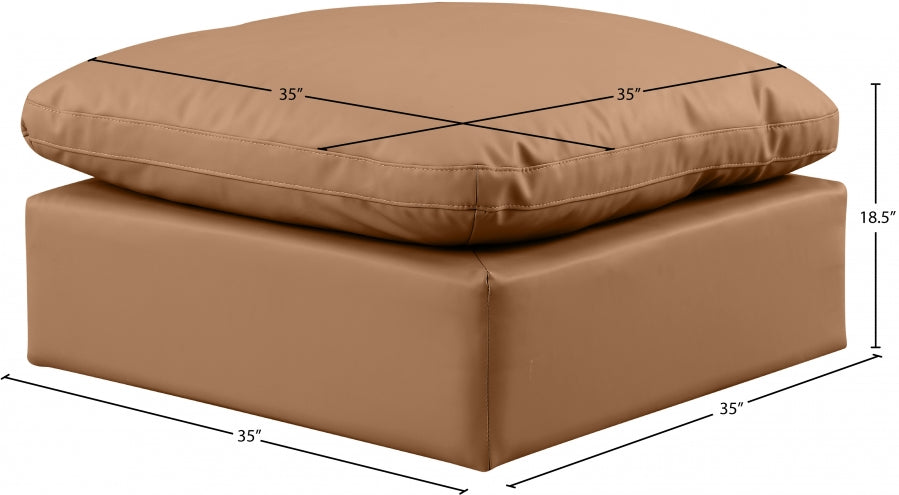 Indulge Faux Leather Ottoman Cognac from Meridian - Luna Furniture