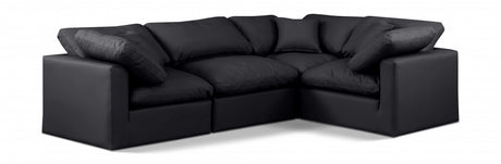 Indulge Faux Leather Sectional Black from Meridian - Luna Furniture