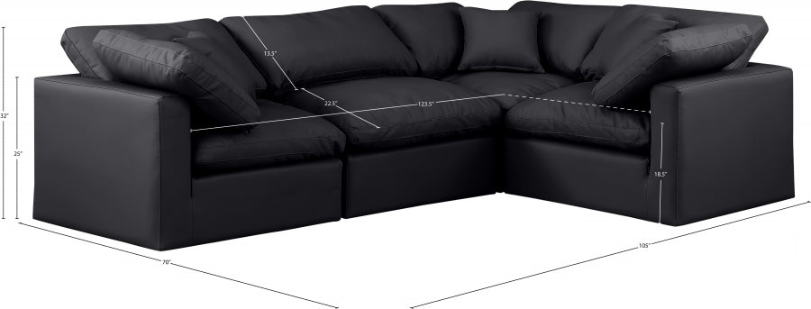 Indulge Faux Leather Sectional Black from Meridian - Luna Furniture