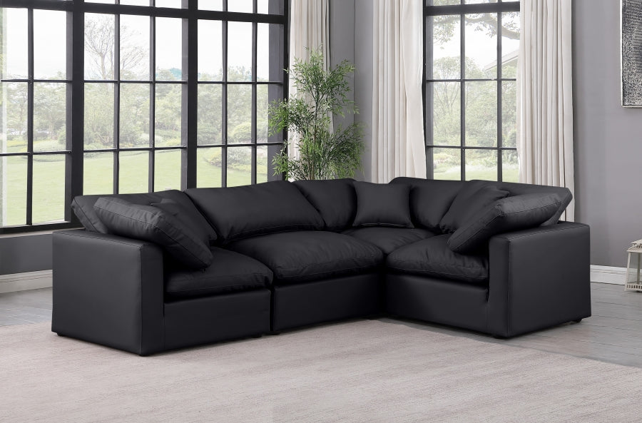 Indulge Faux Leather Sectional Black from Meridian - Luna Furniture