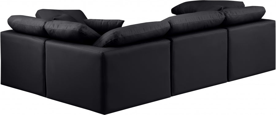 Indulge Faux Leather Sectional Black from Meridian - Luna Furniture