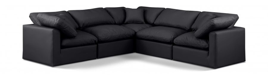 Indulge Faux Leather Sectional Black from Meridian - Luna Furniture