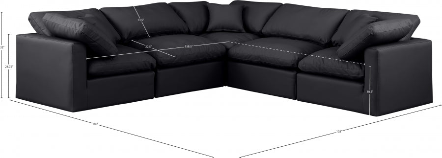 Indulge Faux Leather Sectional Black from Meridian - Luna Furniture