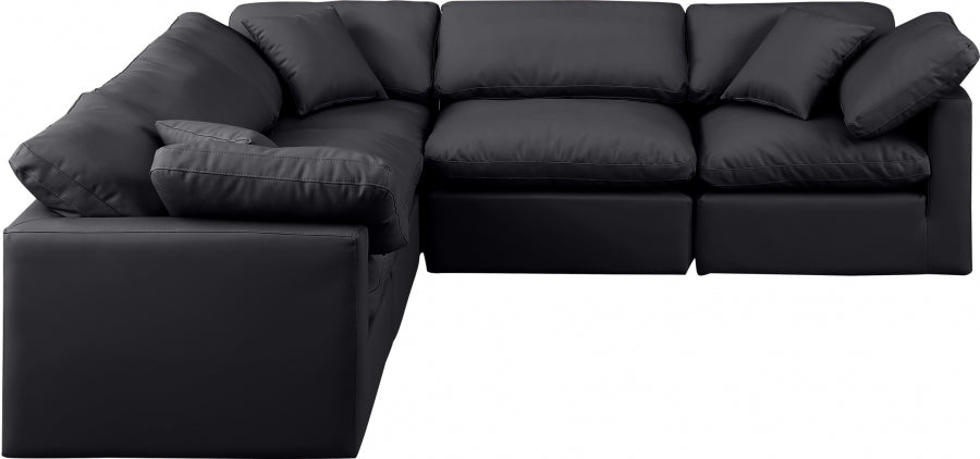 Indulge Faux Leather Sectional Black from Meridian - Luna Furniture