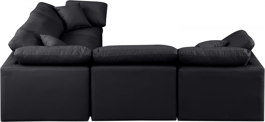 Indulge Faux Leather Sectional Black from Meridian - Luna Furniture