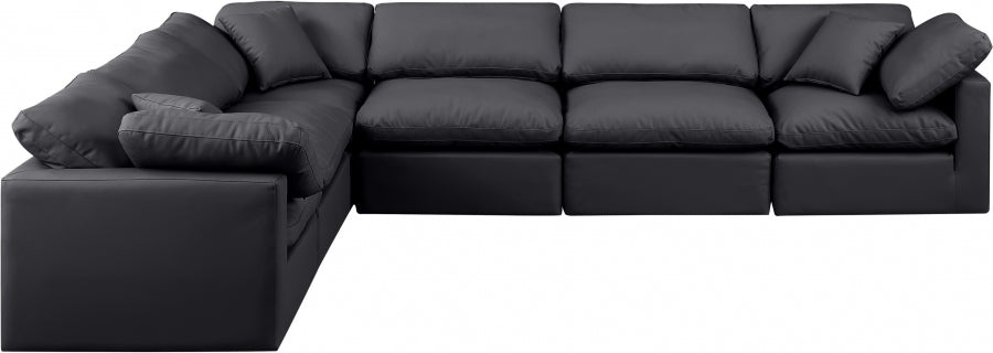 Indulge Faux Leather Sectional Black from Meridian - Luna Furniture