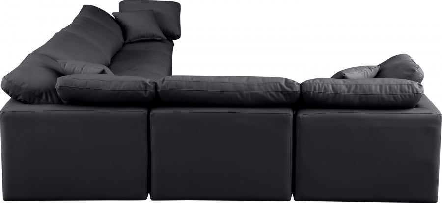 Indulge Faux Leather Sectional Black from Meridian - Luna Furniture