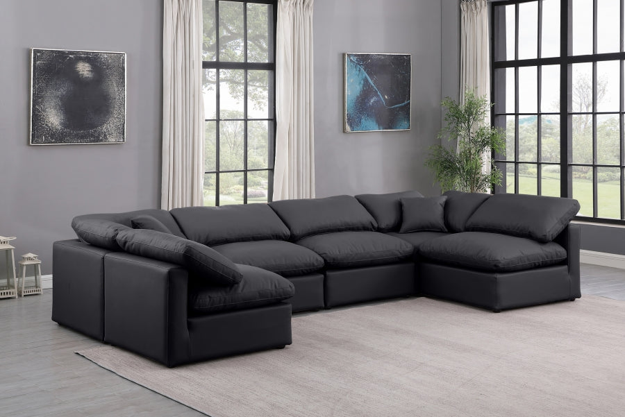 Indulge Faux Leather Sectional Black from Meridian - Luna Furniture