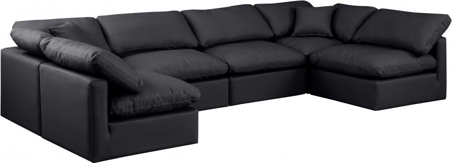 Indulge Faux Leather Sectional Black from Meridian - Luna Furniture