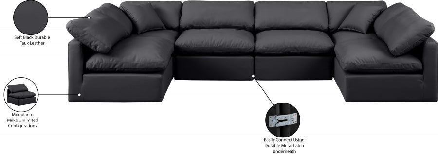 Indulge Faux Leather Sectional Black from Meridian - Luna Furniture