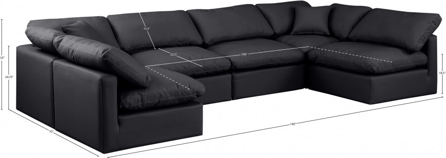 Indulge Faux Leather Sectional Black from Meridian - Luna Furniture