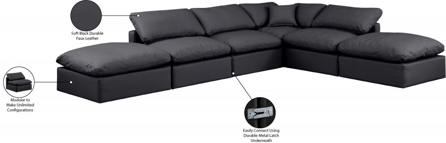 Indulge Faux Leather Sectional Black from Meridian - Luna Furniture