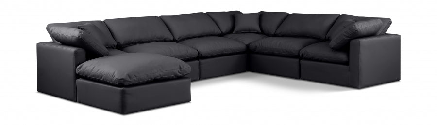 Indulge Faux Leather Sectional Black from Meridian - Luna Furniture