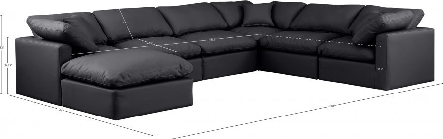 Indulge Faux Leather Sectional Black from Meridian - Luna Furniture