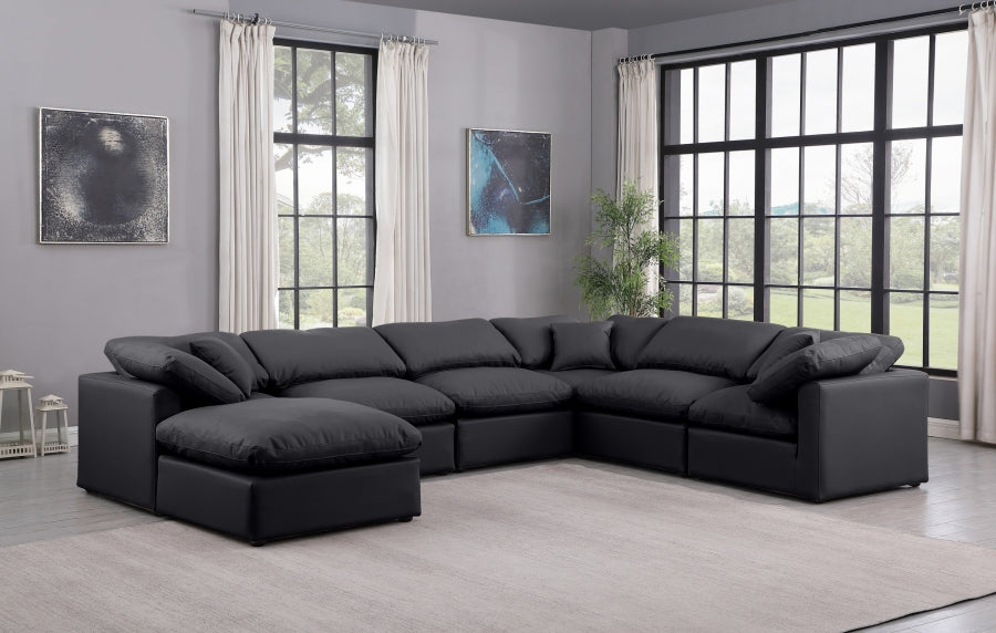 Indulge Faux Leather Sectional Black from Meridian - Luna Furniture