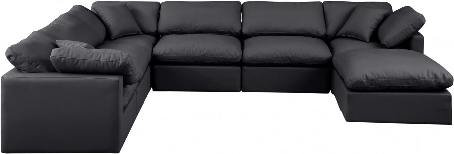 Indulge Faux Leather Sectional Black from Meridian - Luna Furniture