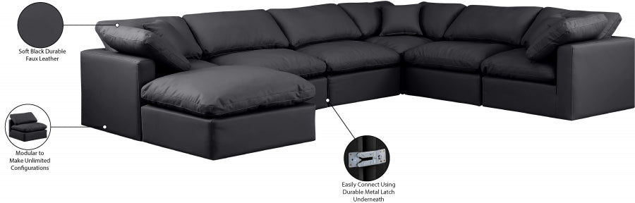 Indulge Faux Leather Sectional Black from Meridian - Luna Furniture