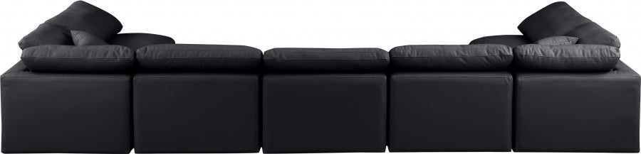 Indulge Faux Leather Sectional Black from Meridian - Luna Furniture