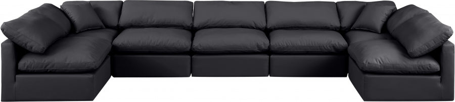 Indulge Faux Leather Sectional Black from Meridian - Luna Furniture