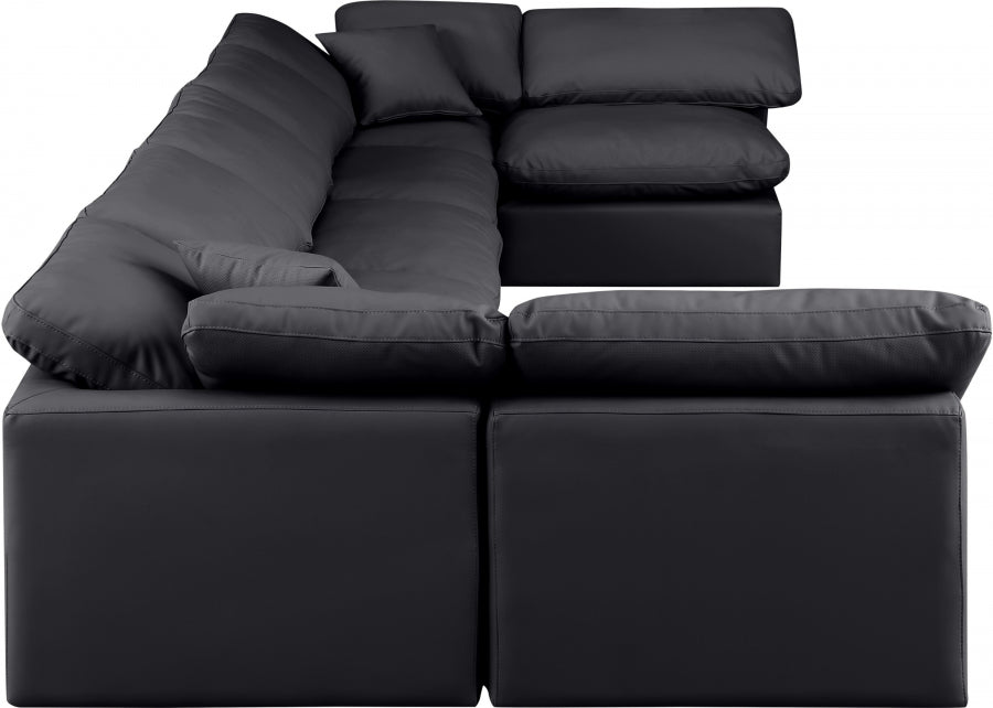 Indulge Faux Leather Sectional Black from Meridian - Luna Furniture