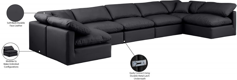 Indulge Faux Leather Sectional Black from Meridian - Luna Furniture