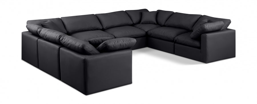 Indulge Faux Leather Sectional Black from Meridian - Luna Furniture