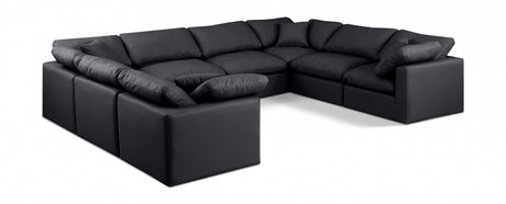 Indulge Faux Leather Sectional Black from Meridian - Luna Furniture