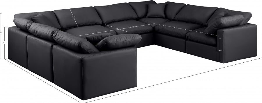 Indulge Faux Leather Sectional Black from Meridian - Luna Furniture