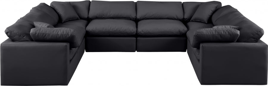 Indulge Faux Leather Sectional Black from Meridian - Luna Furniture