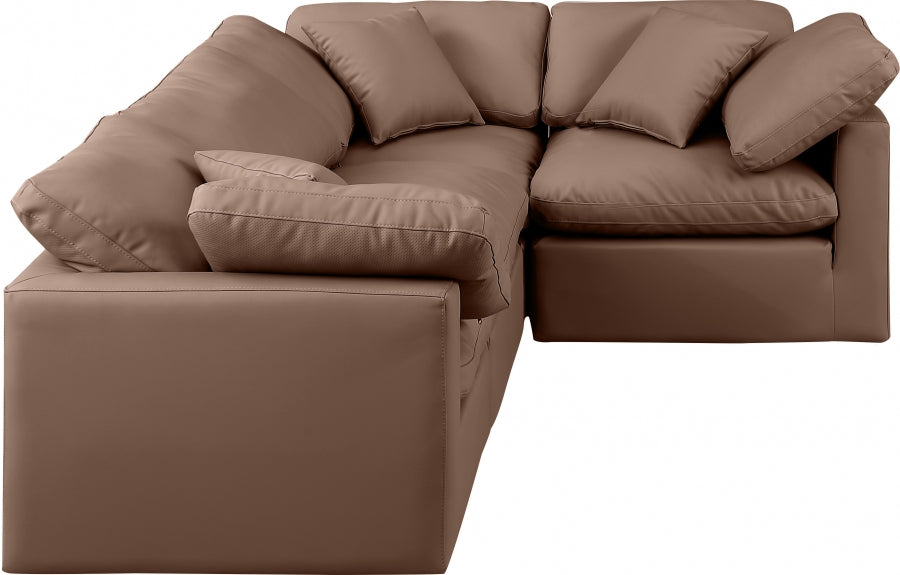 Indulge Faux Leather Sectional Brown from Meridian - Luna Furniture