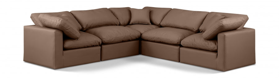 Indulge Faux Leather Sectional Brown from Meridian - Luna Furniture