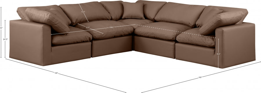 Indulge Faux Leather Sectional Brown from Meridian - Luna Furniture