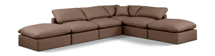 Indulge Faux Leather Sectional Brown from Meridian - Luna Furniture